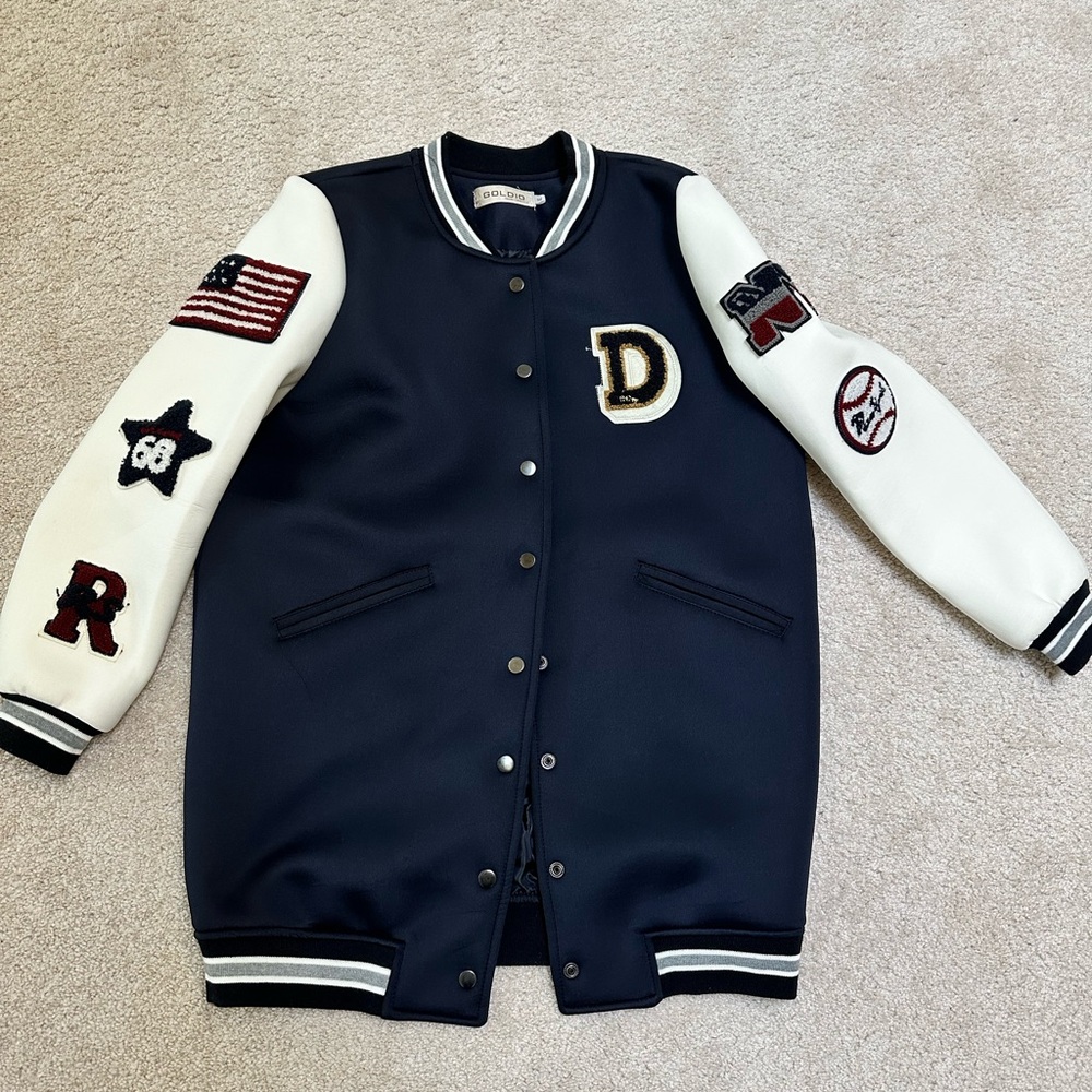 Unisex Varsity Jacket - Navy and White